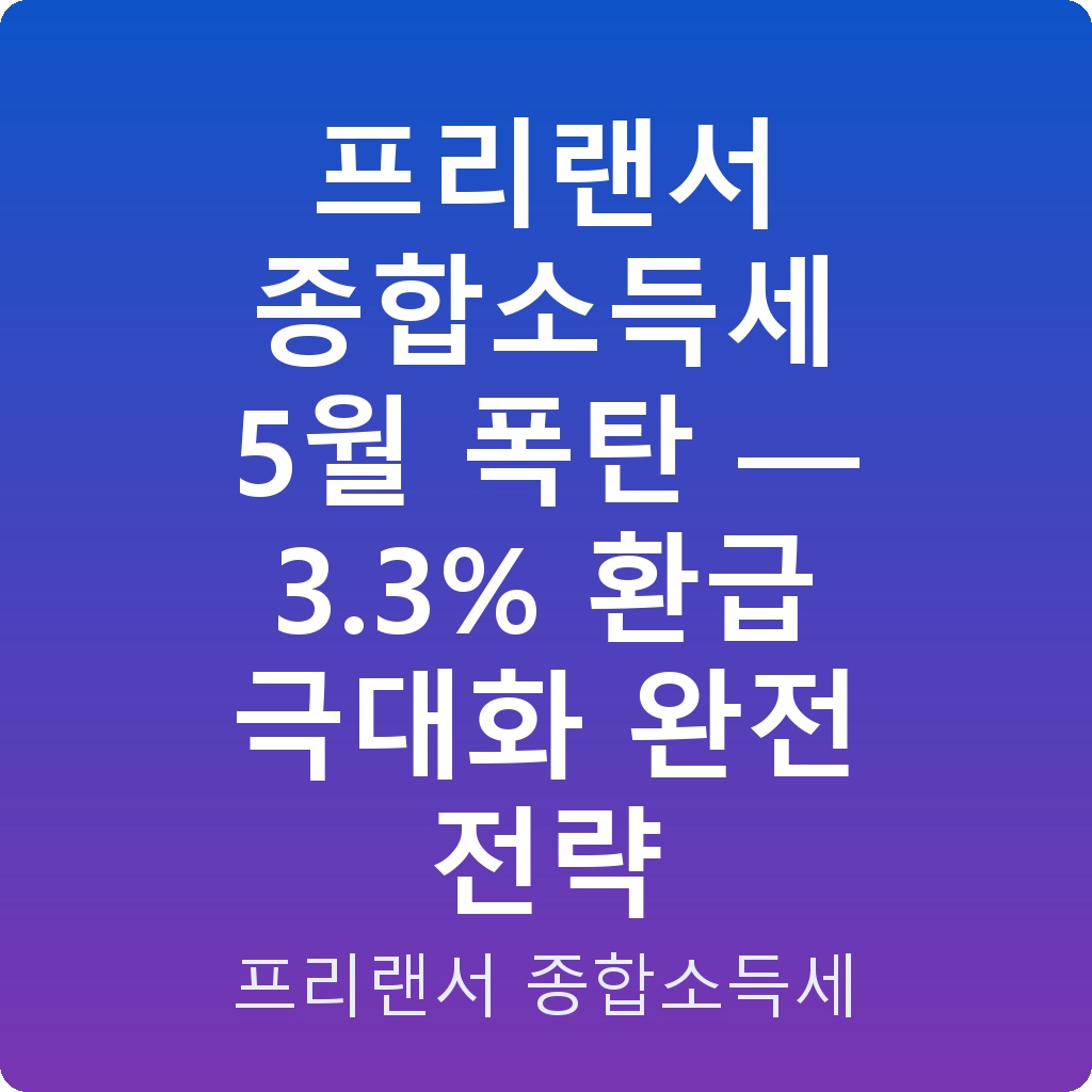 프리랜서 종합소득세 5월 폭탄 — 3.3% 환급 극대화 완전 전략