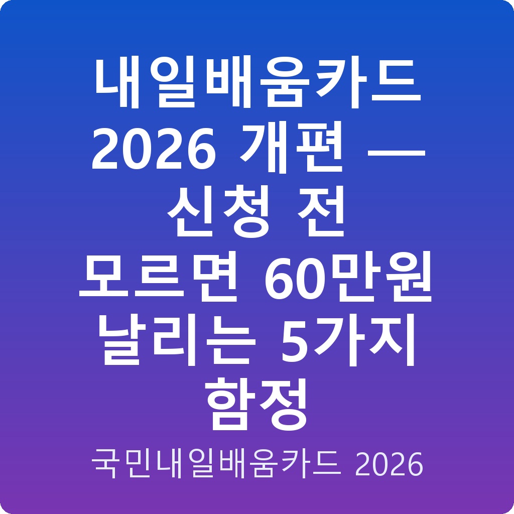 내일배움카드 2026 개편 — 신청 전 모르면 60만원 날리는 5가지 함정