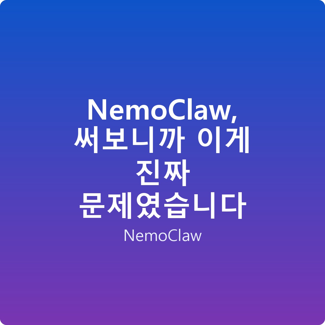 NemoClaw, 써보니까 이게 진짜 문제였습니다