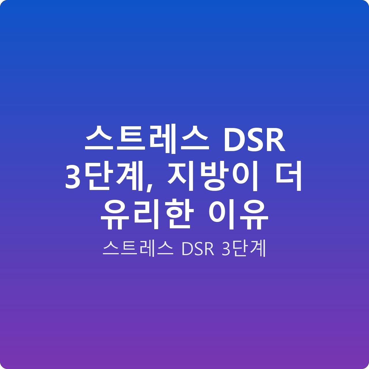 스트레스 DSR 3단계, 지방이 더 유리한 이유