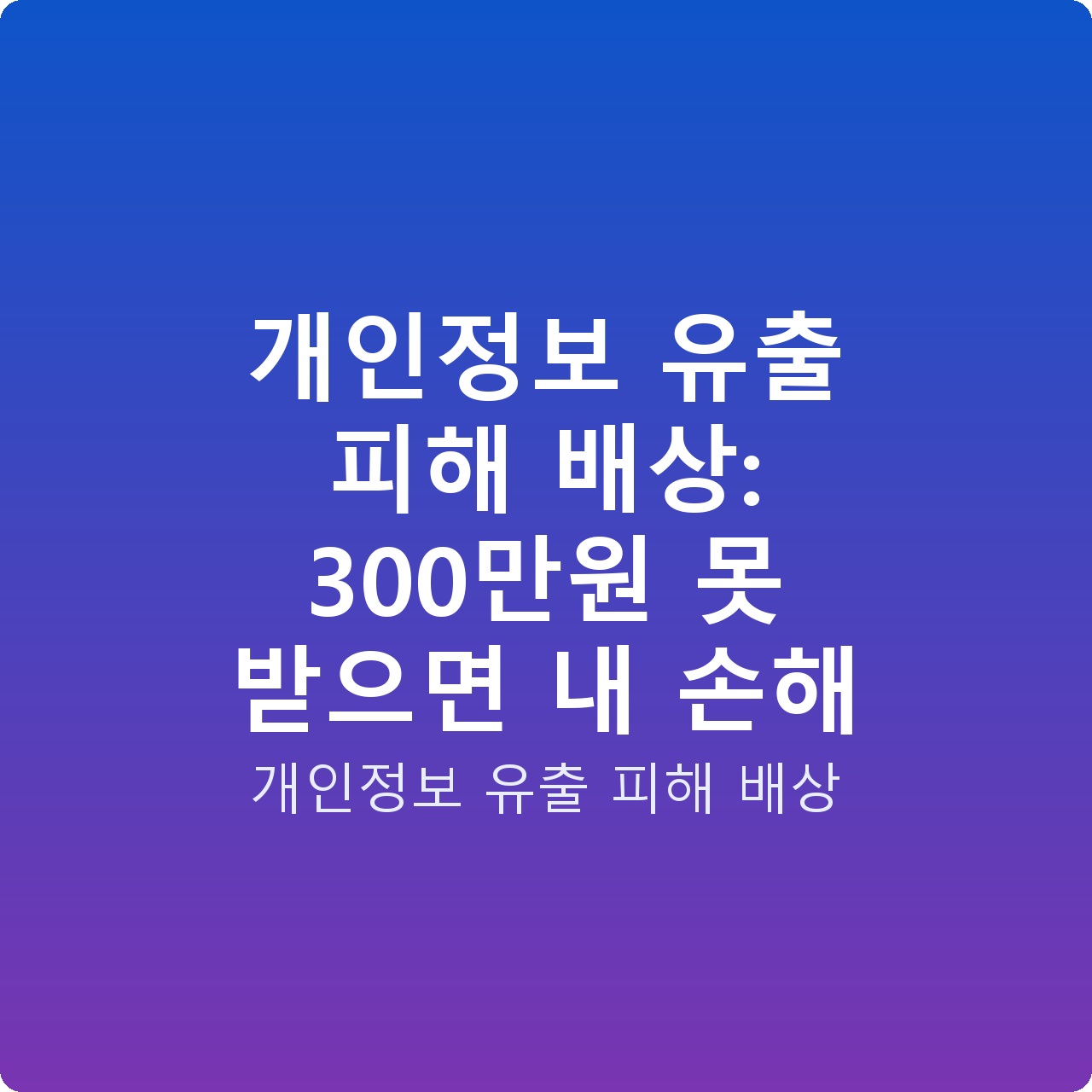 개인정보 유출 피해 배상: 300만원 못 받으면 내 손해