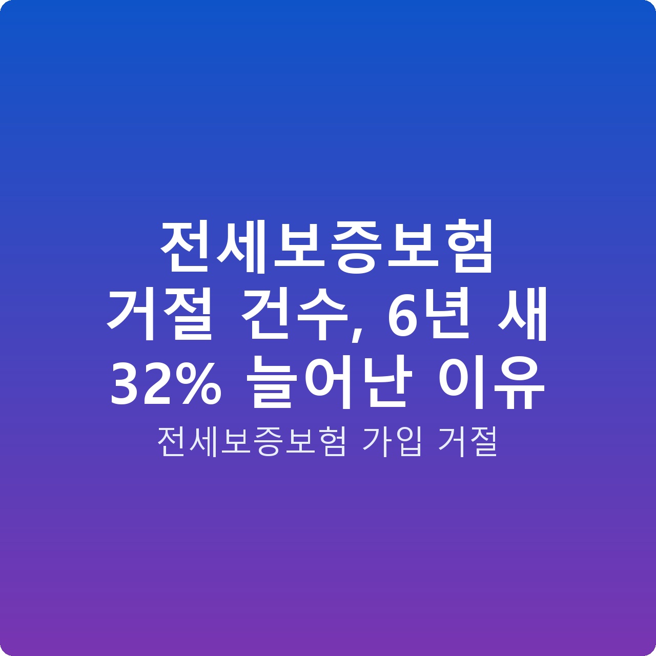 전세보증보험 거절 건수, 6년 새 32% 늘어난 이유