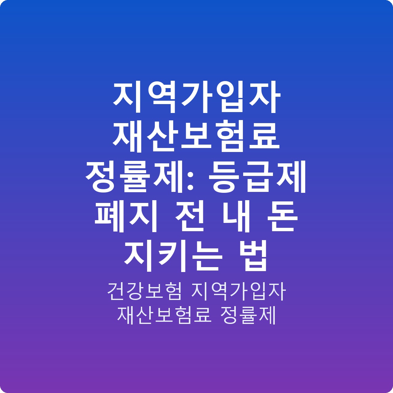 지역가입자 재산보험료 정률제: 등급제 폐지 전 내 돈 지키는 법