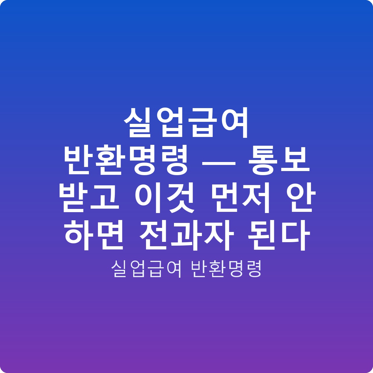 실업급여 반환명령 — 통보 받고 이것 먼저 안 하면 전과자 된다