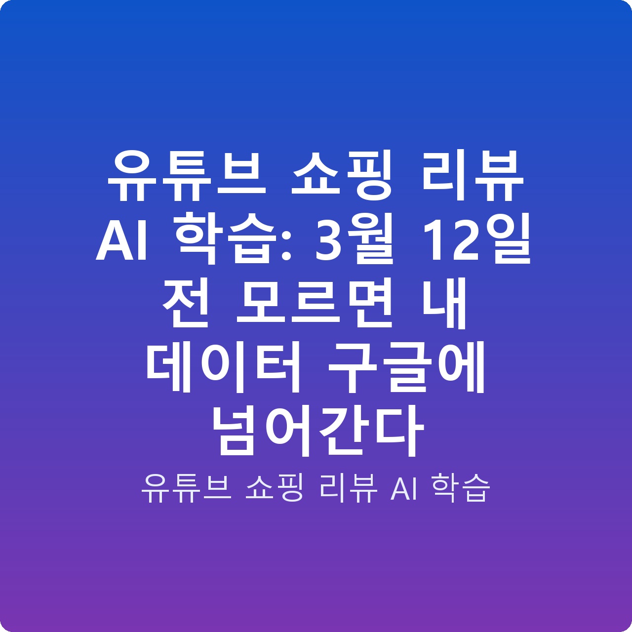 유튜브 쇼핑 리뷰 AI 학습: 3월 12일 전 모르면 내 데이터 구글에 넘어간다
