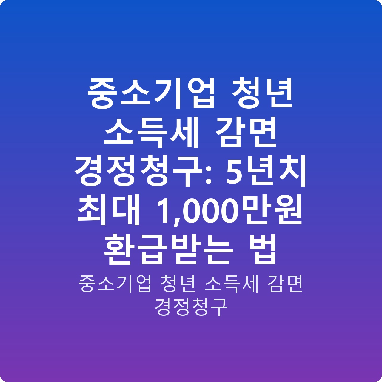 중소기업 청년 소득세 감면 경정청구: 5년치 최대 1,000만원 환급받는 법