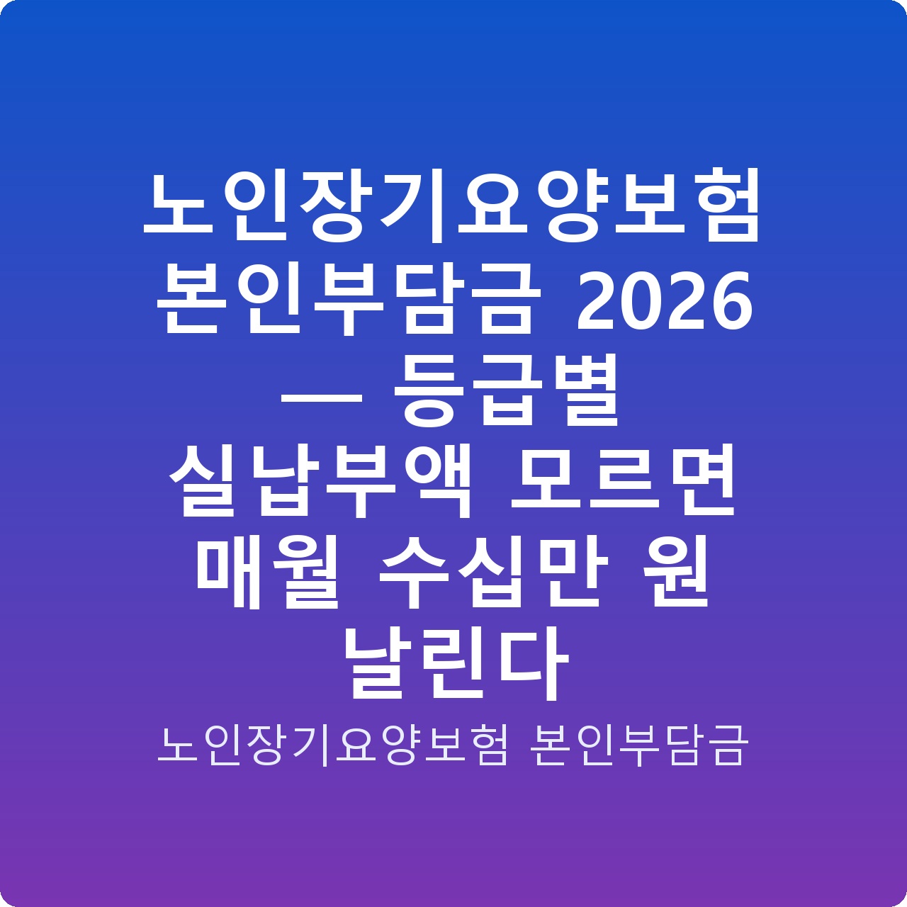 노인장기요양보험 본인부담금 2026 — 등급별 실납부액 모르면 매월 수십만 원 날린다