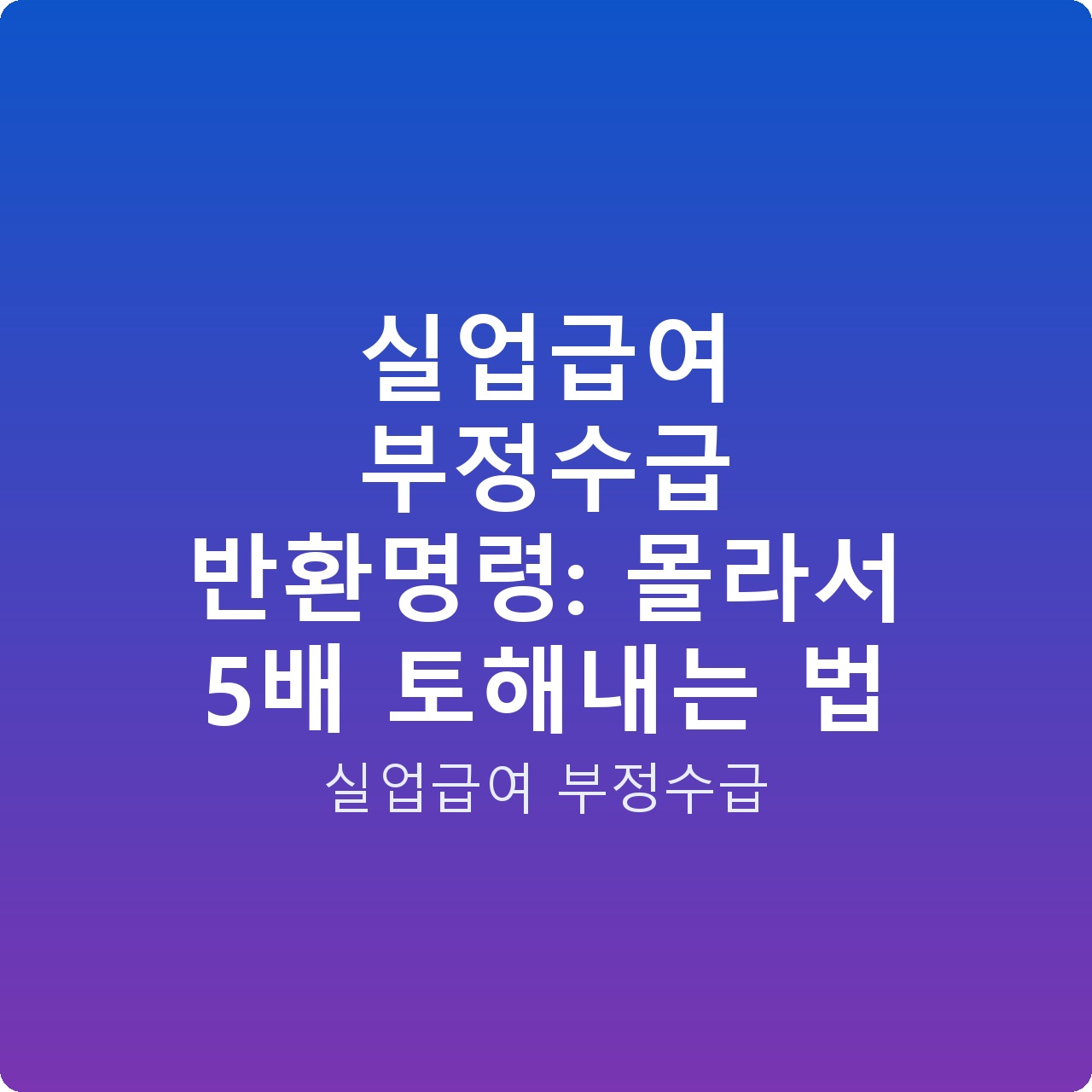 실업급여 부정수급 반환명령: 몰라서 5배 토해내는 법