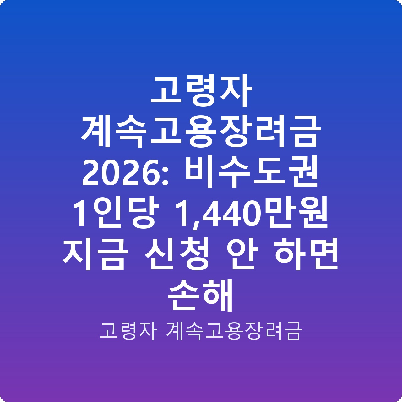 고령자 계속고용장려금 2026: 비수도권 1인당 1,440만원 지금 신청 안 하면 손해