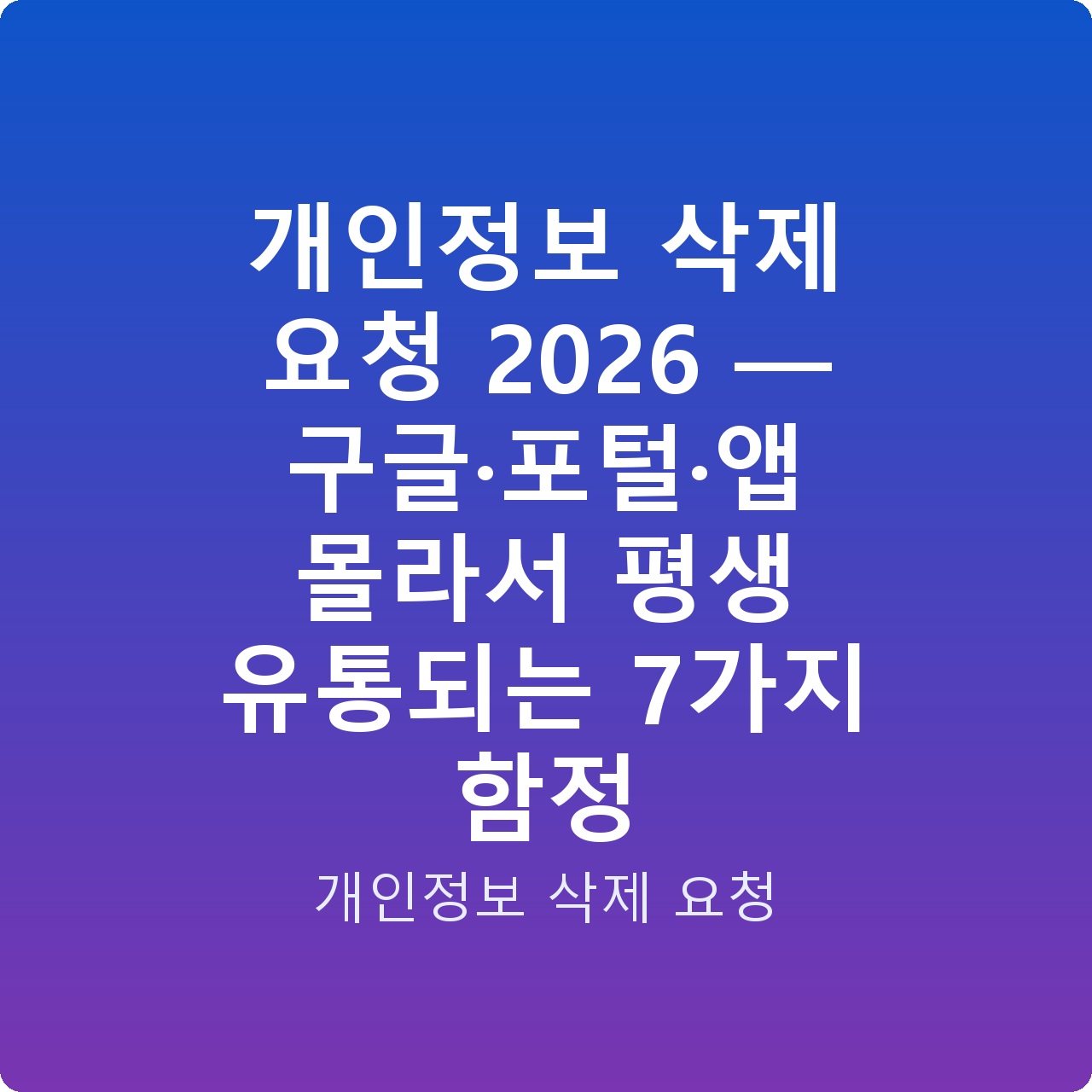 개인정보 삭제 요청 2026 — 구글·포털·앱 몰라서 평생 유통되는 7가지 함정