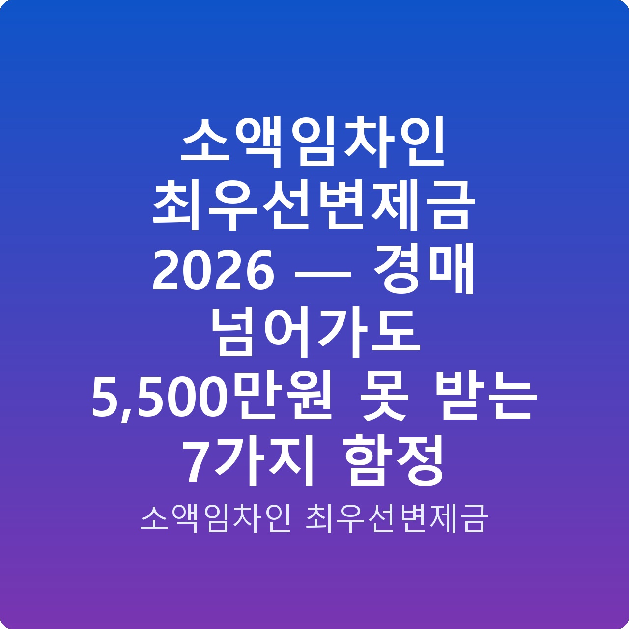 소액임차인 최우선변제금 2026 — 경매 넘어가도 5,500만원 못 받는 7가지 함정