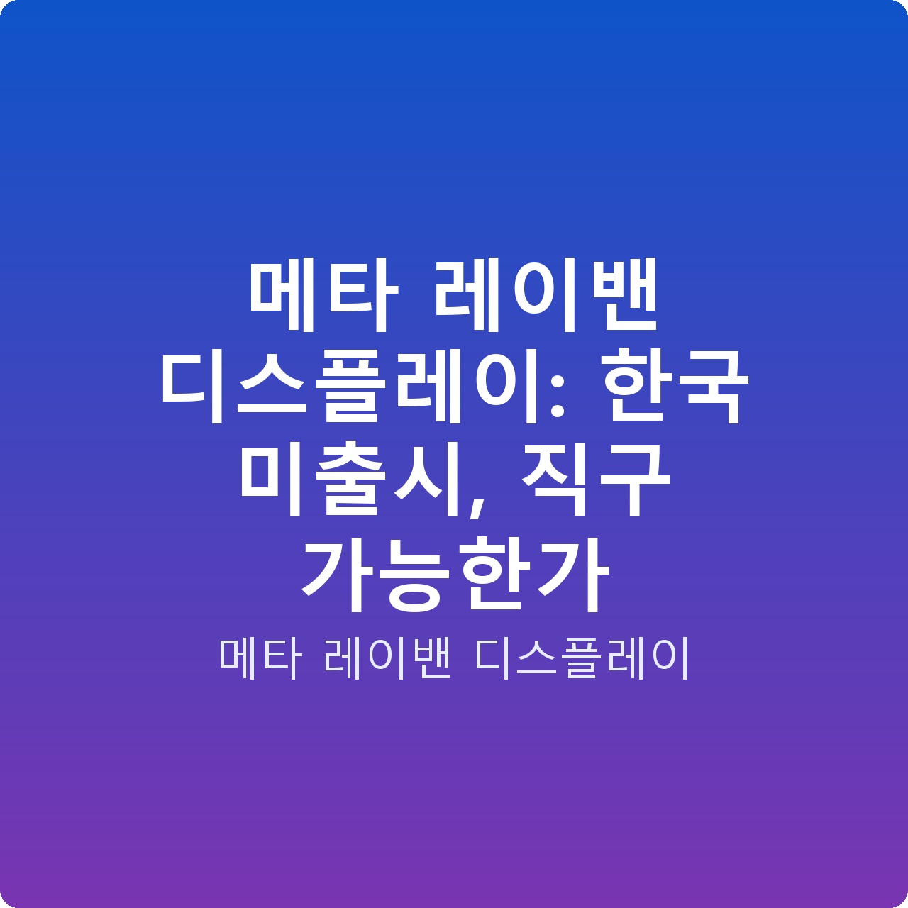 메타 레이밴 디스플레이: 한국 미출시, 직구 가능한가