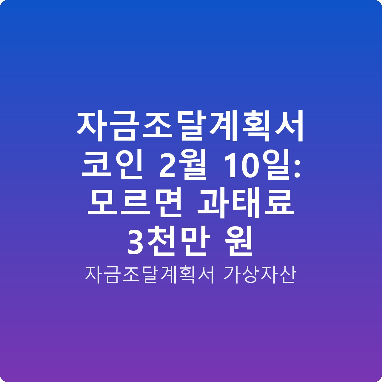 자금조달계획서 코인 2월 10일: 모르면 과태료 3천만 원