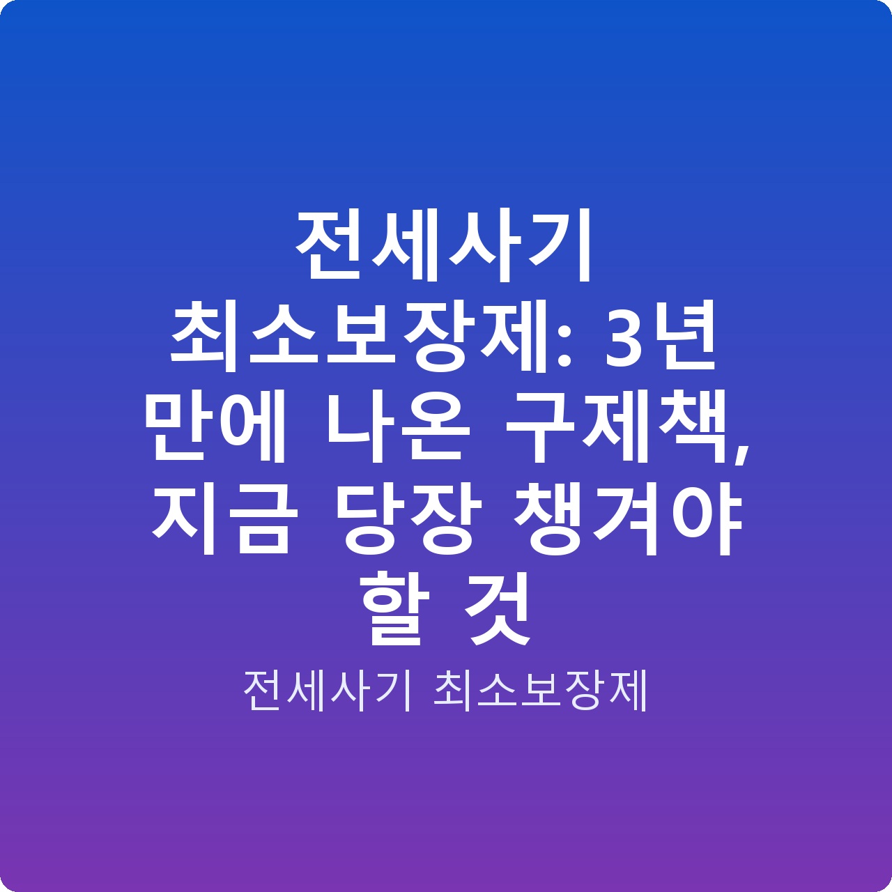 전세사기 최소보장제: 3년 만에 나온 구제책, 지금 당장 챙겨야 할 것