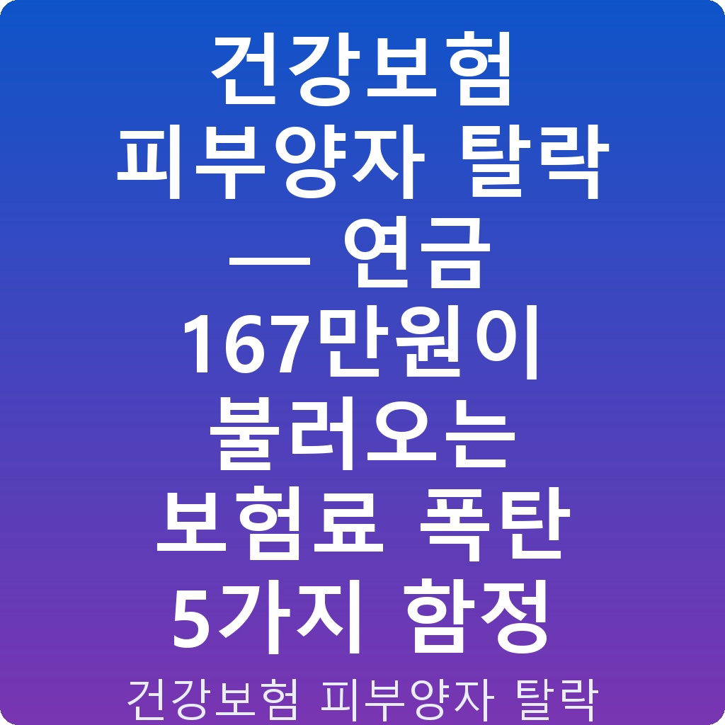 건강보험 피부양자 탈락 — 연금 167만원이 불러오는 보험료 폭탄 5가지 함정