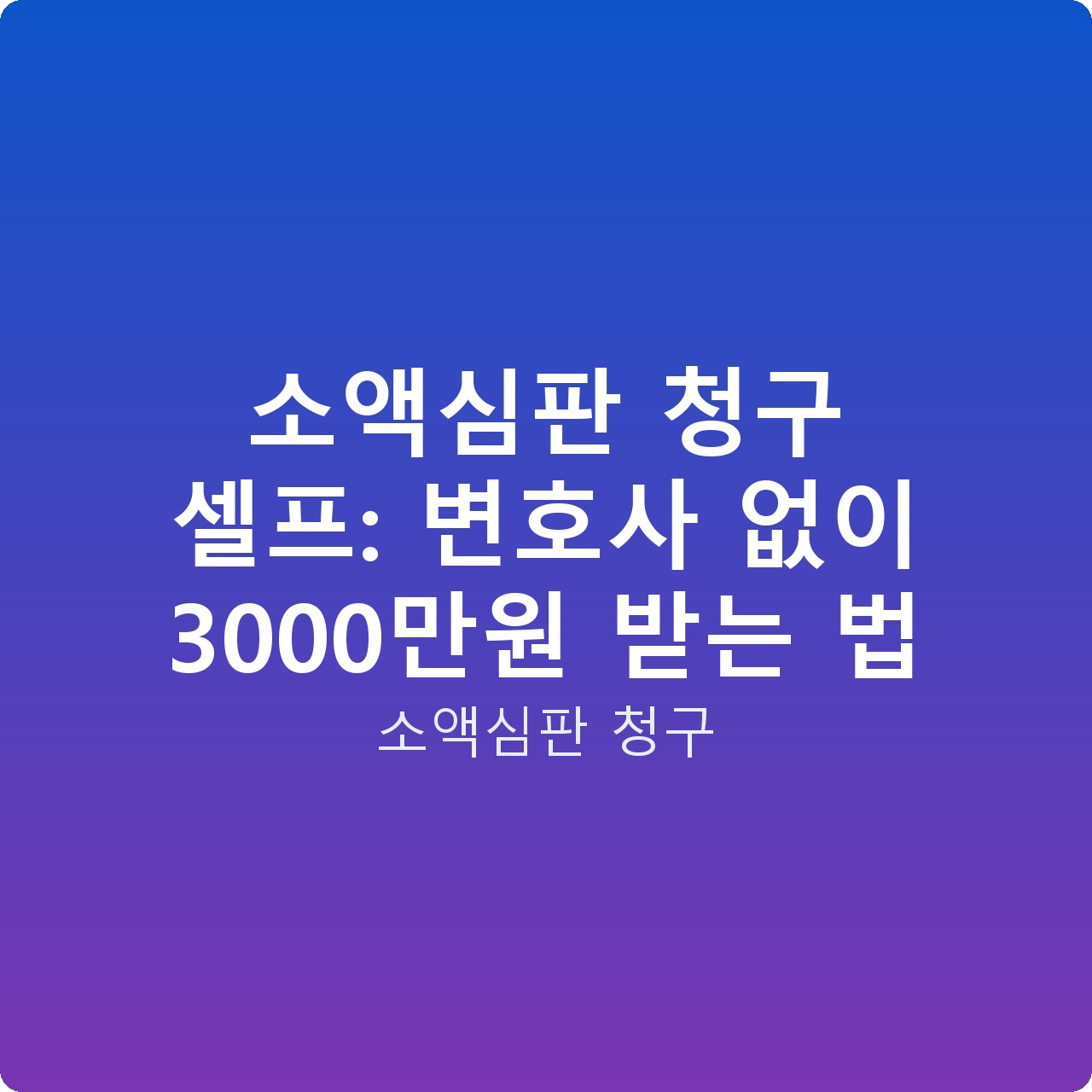 소액심판 청구 셀프: 변호사 없이 3000만원 받는 법