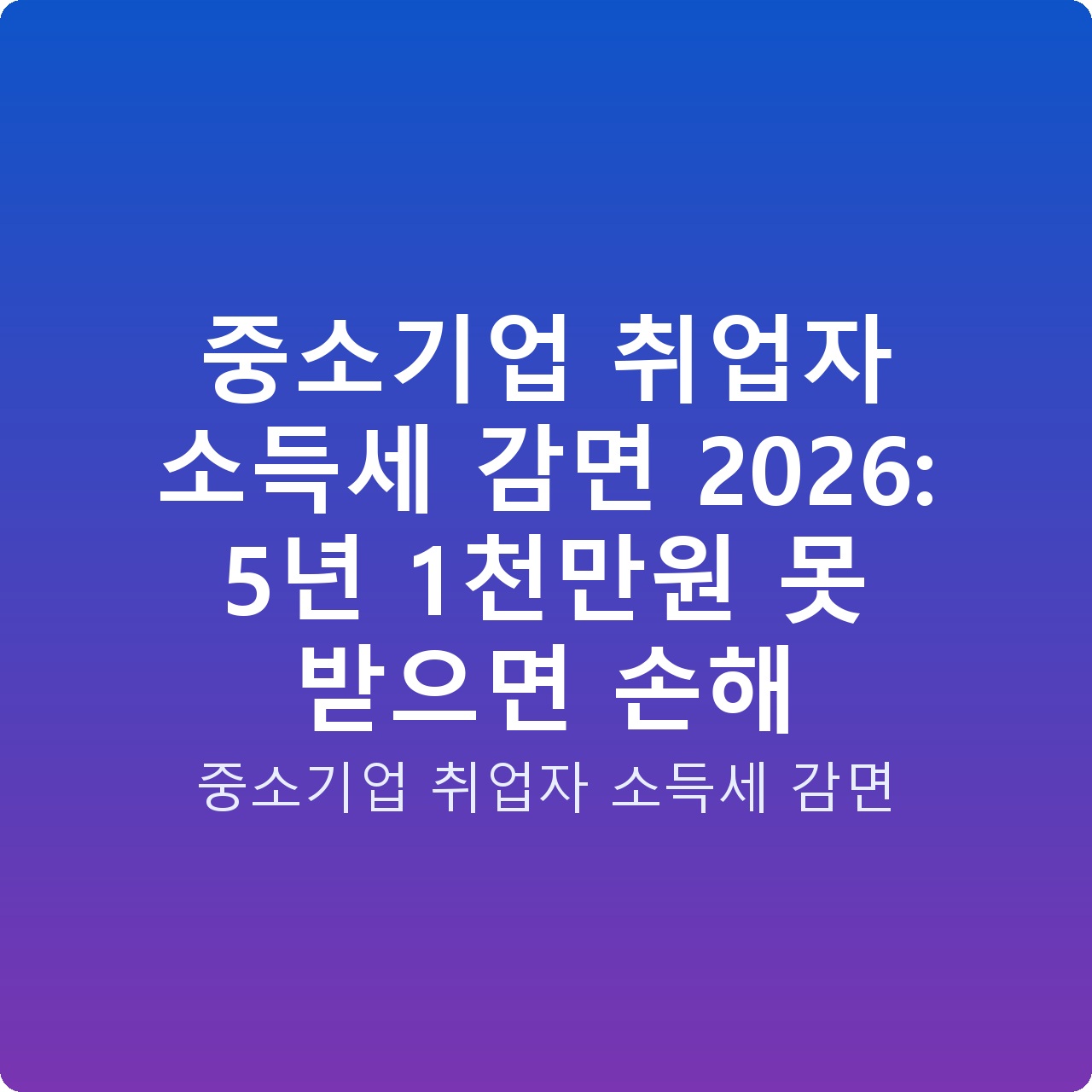 중소기업 취업자 소득세 감면 2026: 5년 1천만원 못 받으면 손해