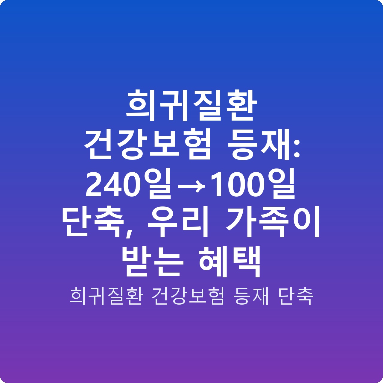 희귀질환 건강보험 등재: 240일→100일 단축, 우리 가족이 받는 혜택