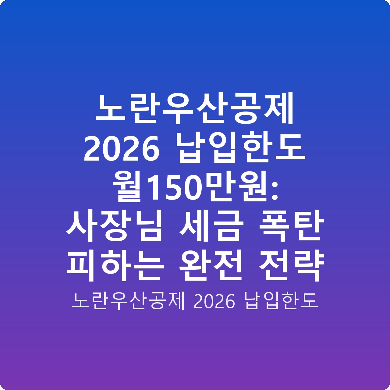 노란우산공제 2026 납입한도 월150만원: 사장님 세금 폭탄 피하는 완전 전략