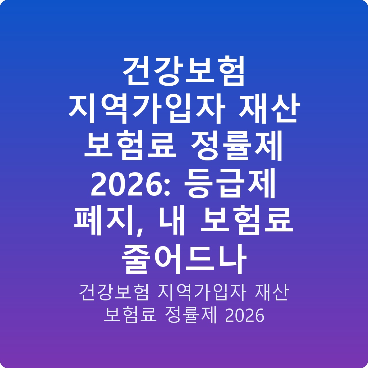 건강보험 지역가입자 재산 보험료 정률제 2026: 등급제 폐지, 내 보험료 줄어드나 건강보험 지역가입자 재산 보험료 정률제 2026: 등급제 폐지, 내 보험료 줄어드나