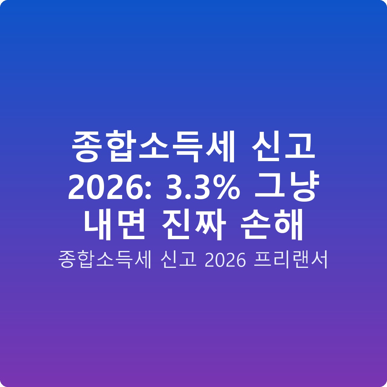 종합소득세 신고 2026: 3.3% 그냥 내면 진짜 손해
