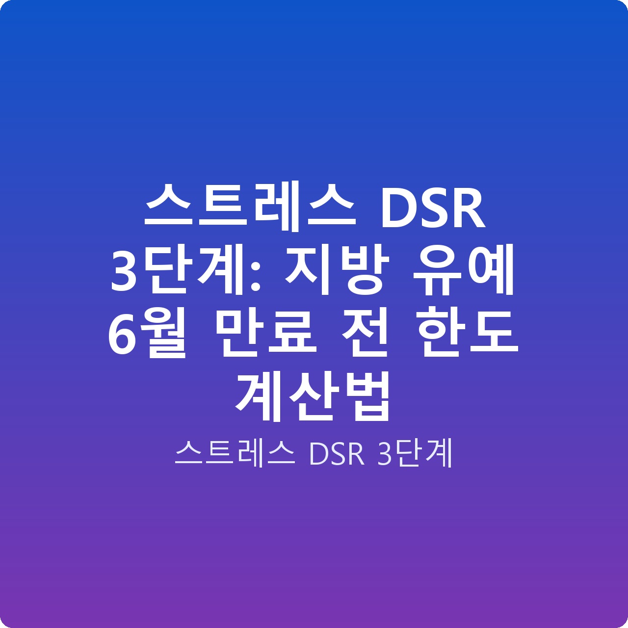 스트레스 DSR 3단계: 지방 유예 6월 만료 전 한도 계산법