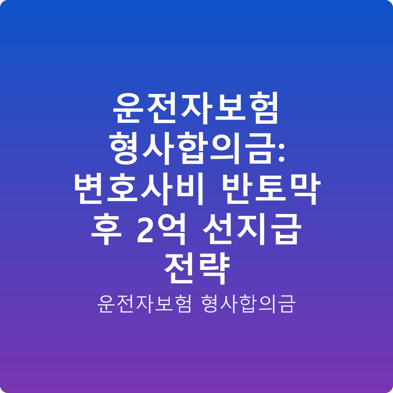 운전자보험 형사합의금: 변호사비 반토막 후 2억 선지급 전략