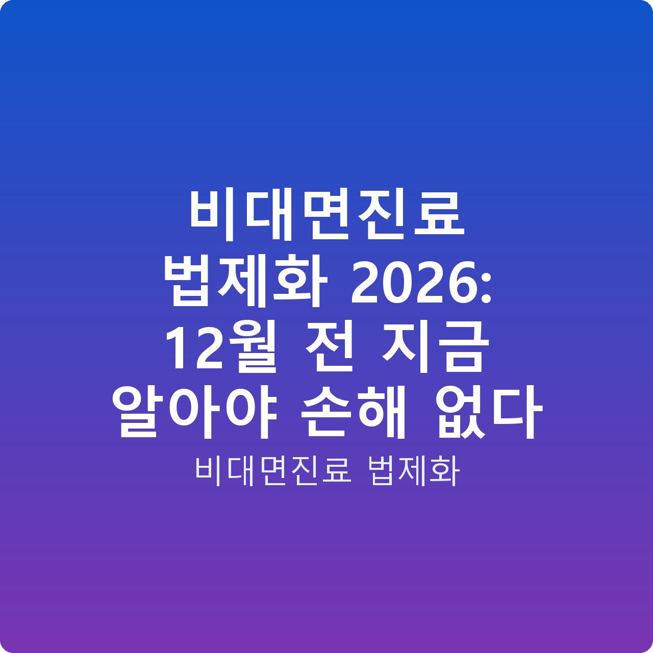 비대면진료 법제화 2026: 12월 전 지금 알아야 손해 없다