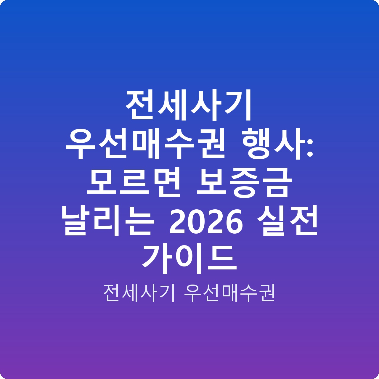 전세사기 우선매수권 행사: 모르면 보증금 날리는 2026 실전 가이드