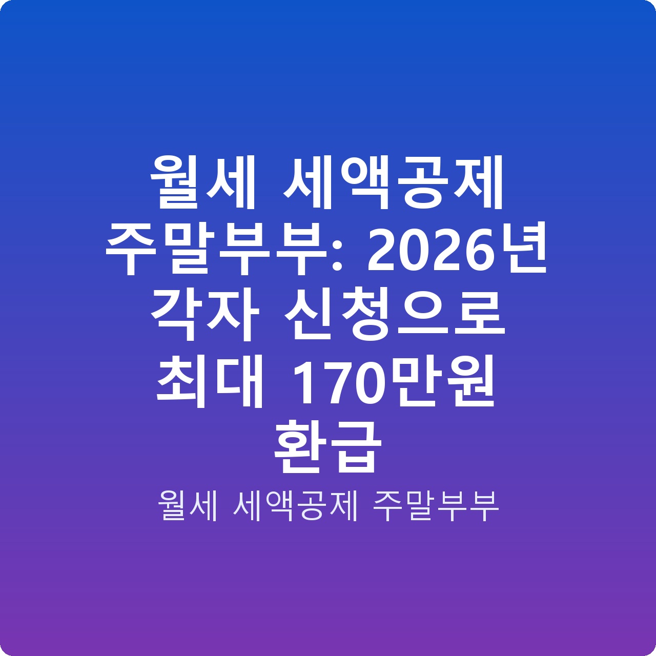 월세 세액공제 주말부부: 2026년 각자 신청으로 최대 170만원 환급