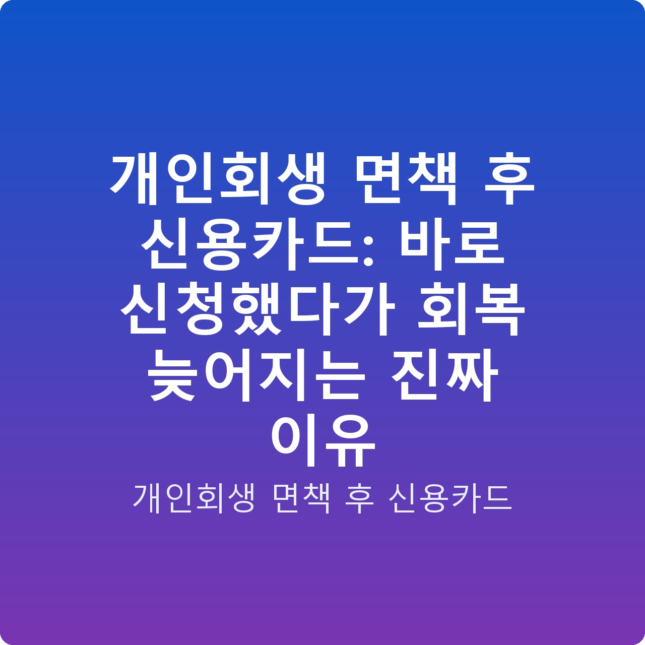 개인회생 면책 후 신용카드: 바로 신청했다가 회복 늦어지는 진짜 이유