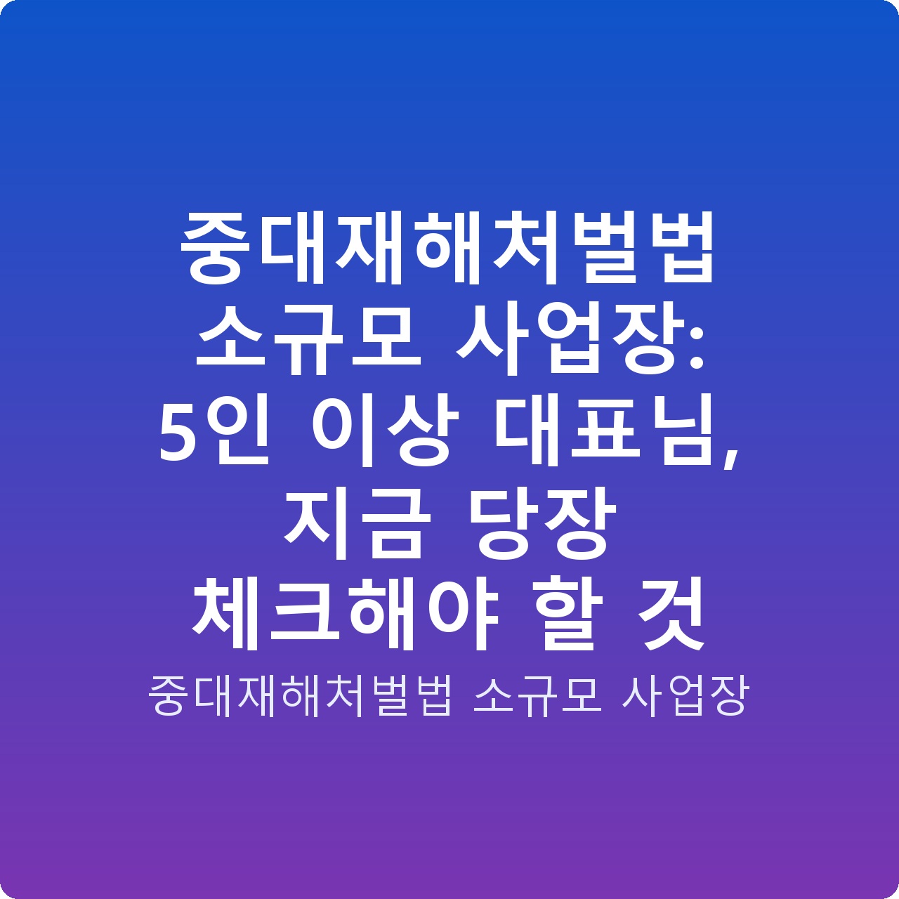 중대재해처벌법 소규모 사업장: 5인 이상 대표님, 지금 당장 체크해야 할 것