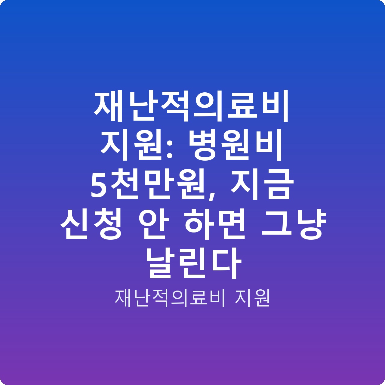 재난적의료비 지원: 병원비 5천만원, 지금 신청 안 하면 그냥 날린다
