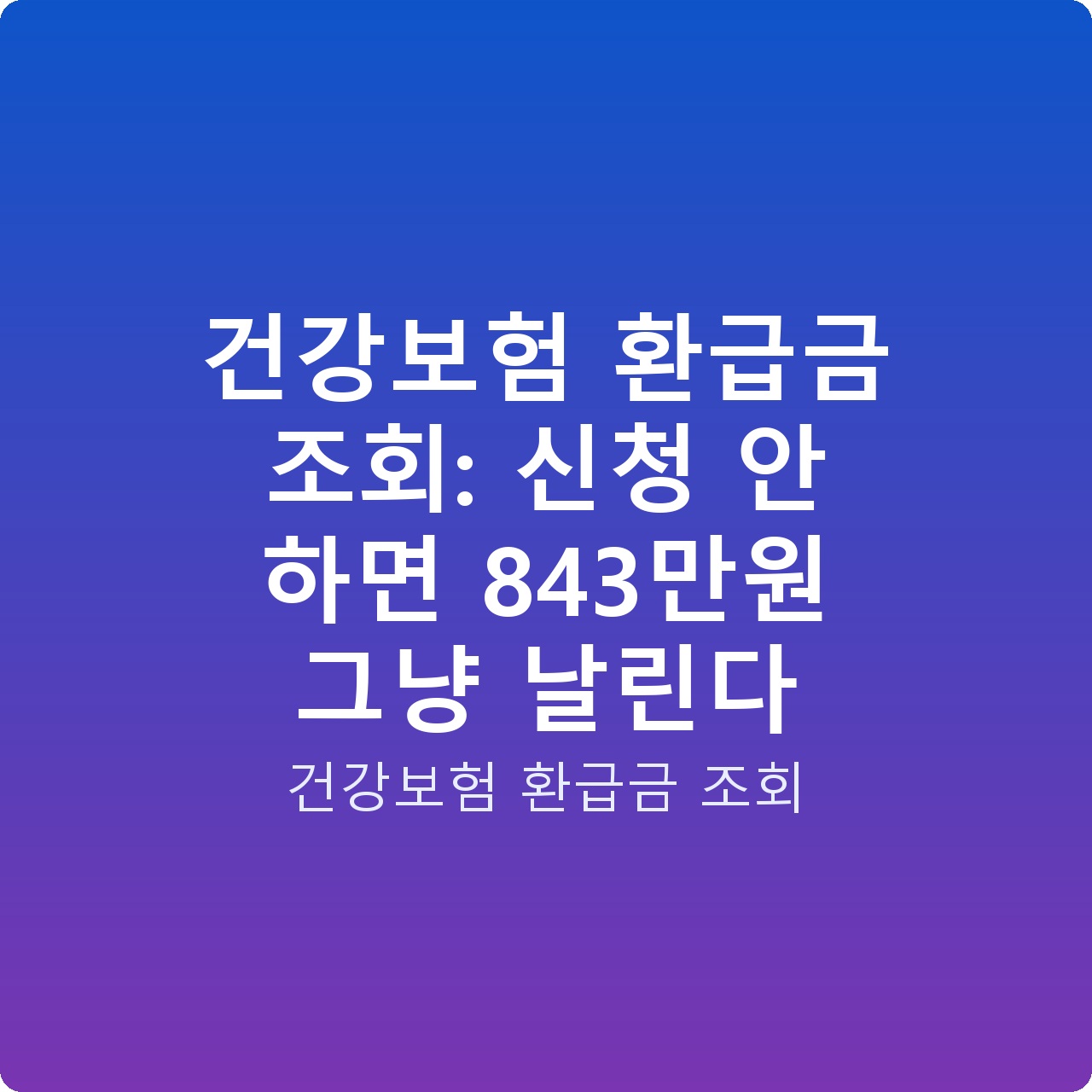 건강보험 환급금 조회: 신청 안 하면 843만원 그냥 날린다