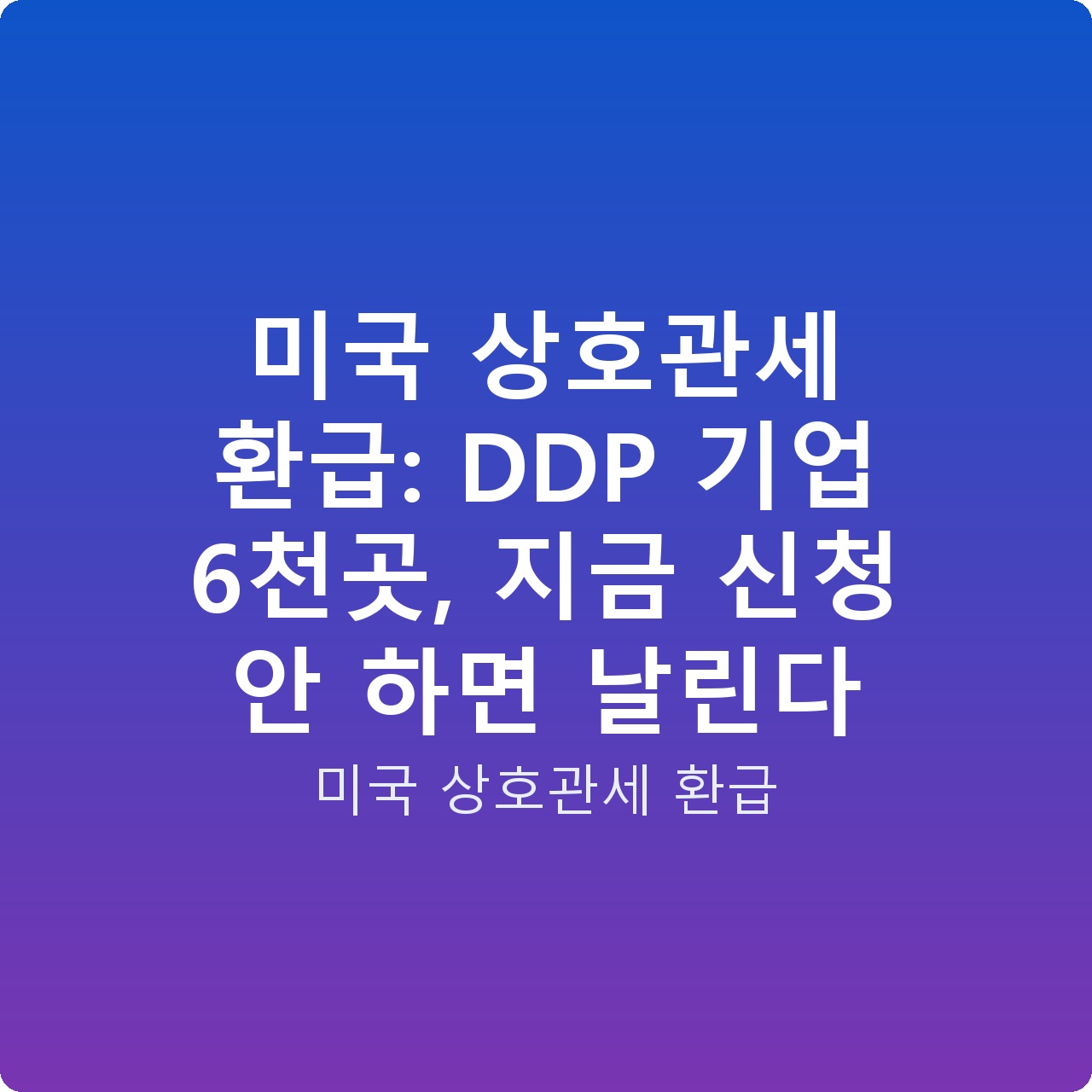 미국 상호관세 환급: DDP 기업 6천곳, 지금 신청 안 하면 날린다