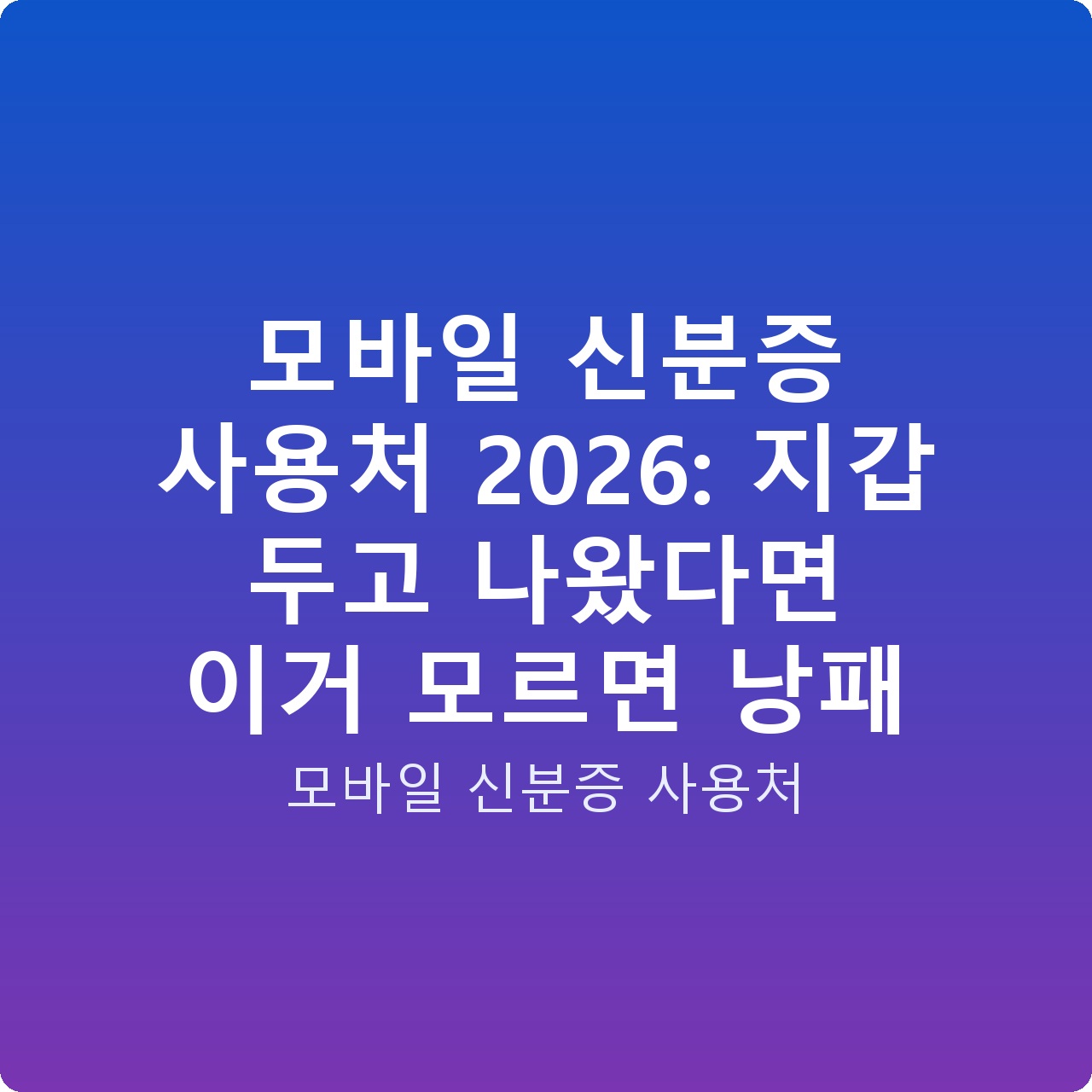 모바일 신분증 사용처 2026: 지갑 두고 나왔다면 이거 모르면 낭패