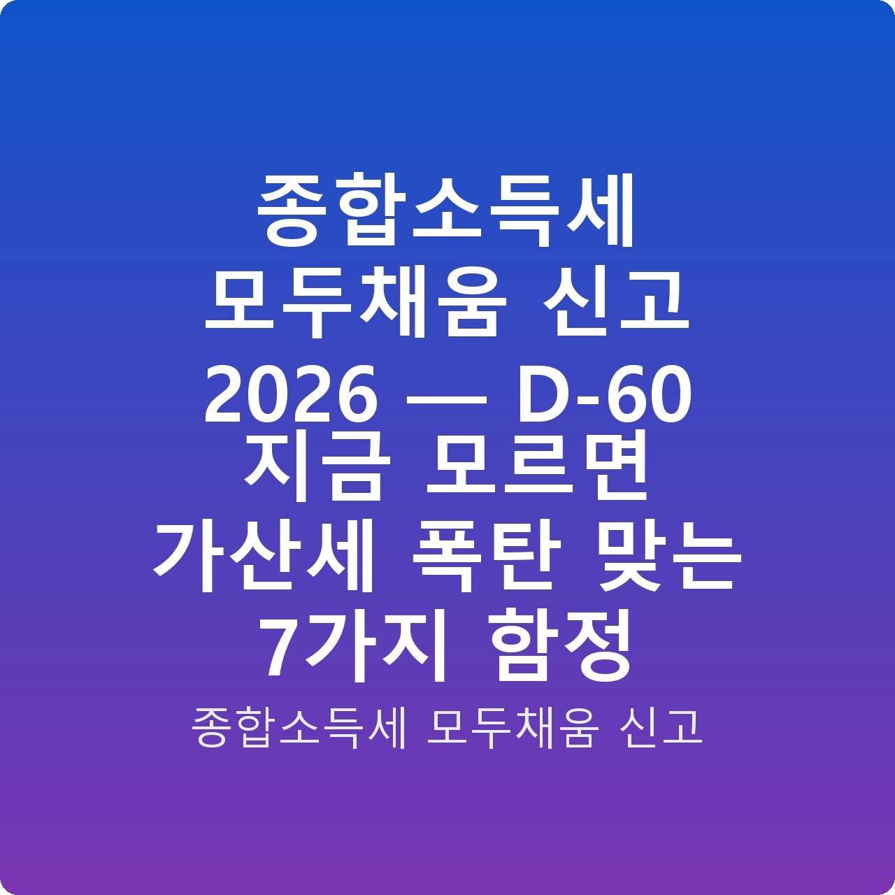 종합소득세 모두채움 신고 2026 — D-60 지금 모르면 가산세 폭탄 맞는 7가지 함정