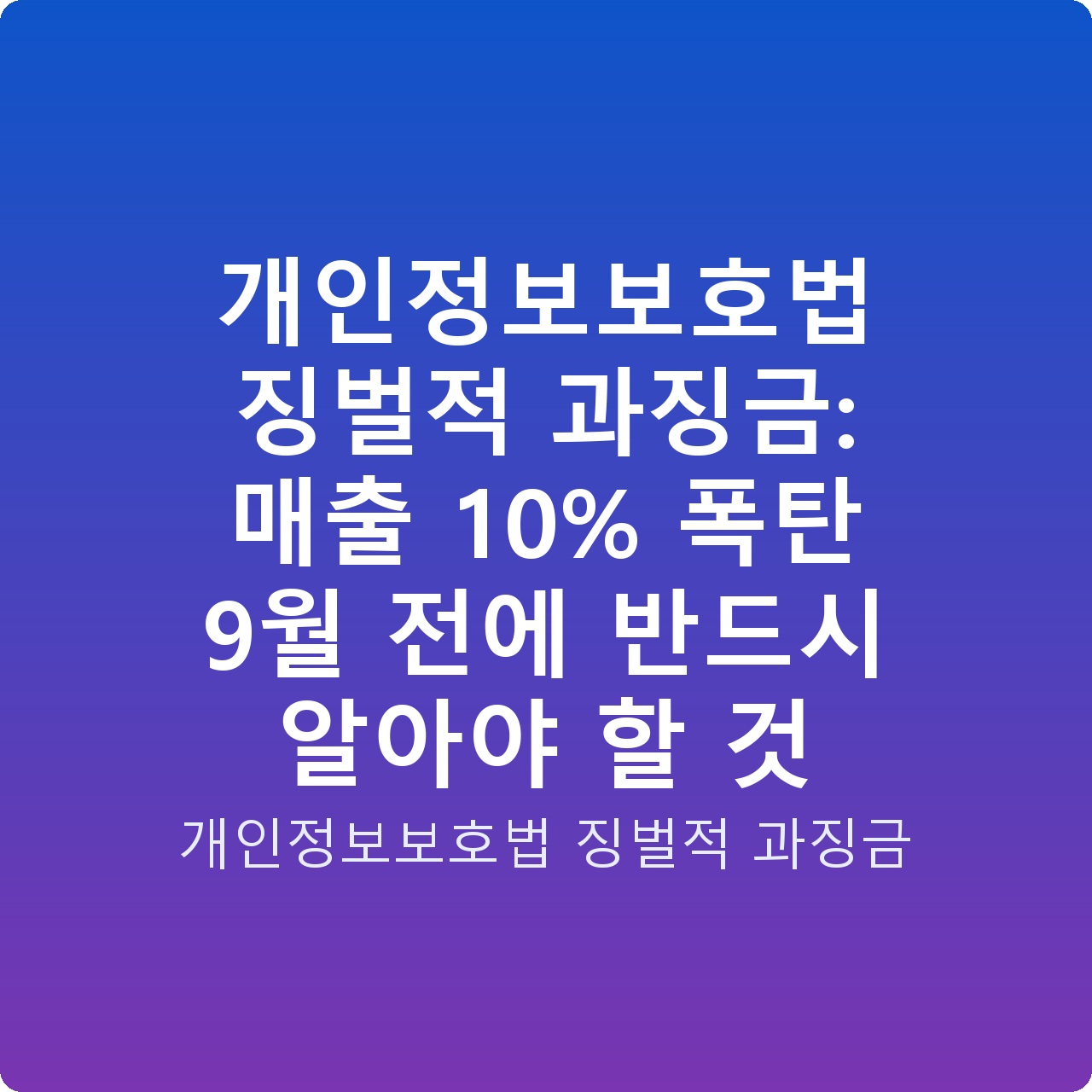 개인정보보호법 징벌적 과징금: 매출 10% 폭탄 9월 전에 반드시 알아야 할 것