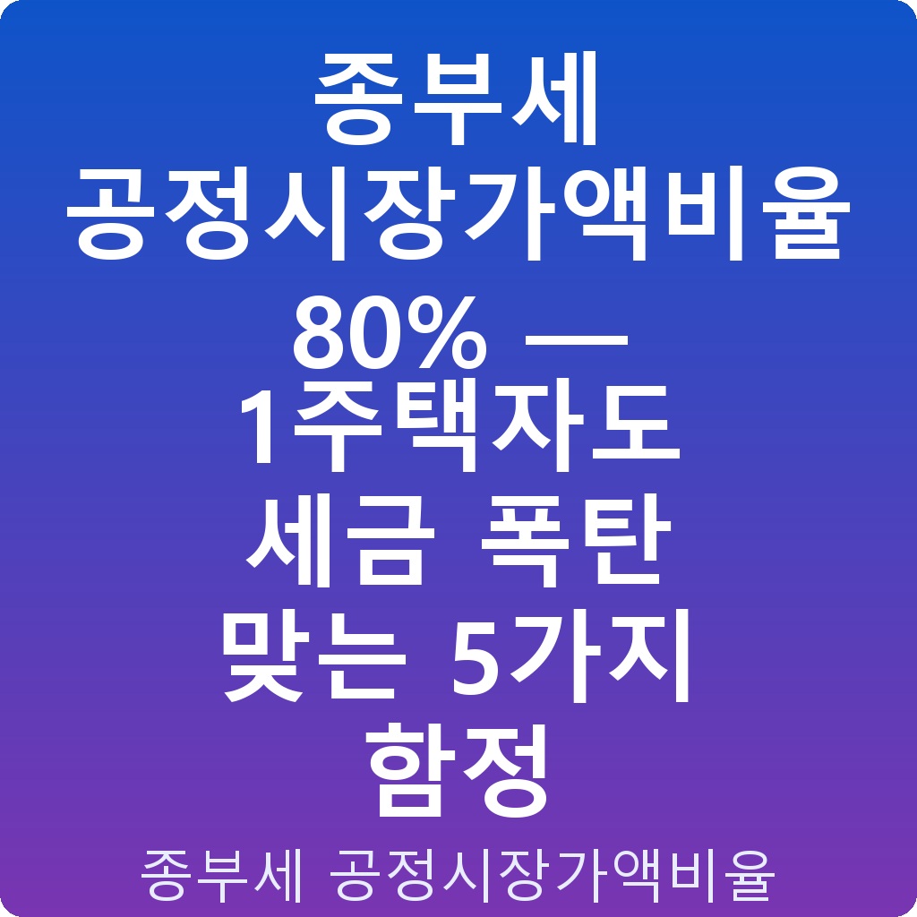 종부세 공정시장가액비율 80% — 1주택자도 세금 폭탄 맞는 5가지 함정