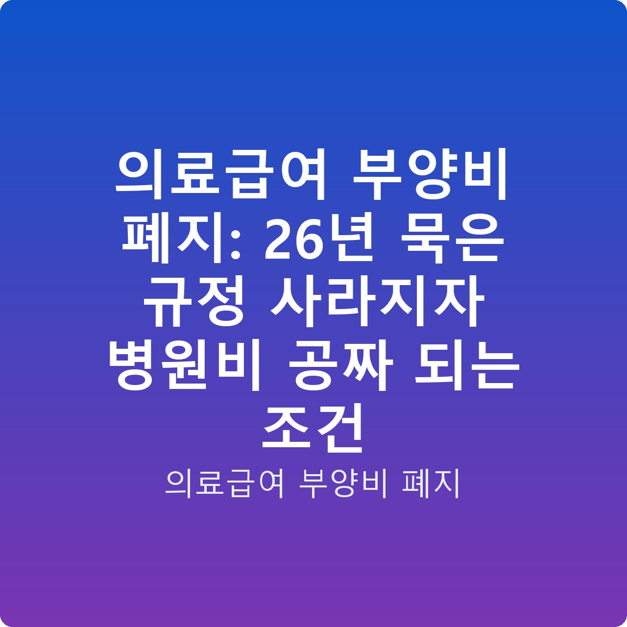 의료급여 부양비 폐지: 26년 묵은 규정 사라지자 병원비 공짜 되는 조건