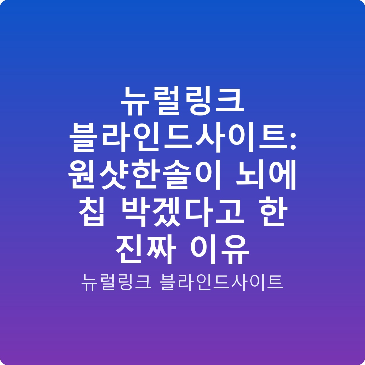 뉴럴링크 블라인드사이트: 원샷한솔이 뇌에 칩 박겠다고 한 진짜 이유