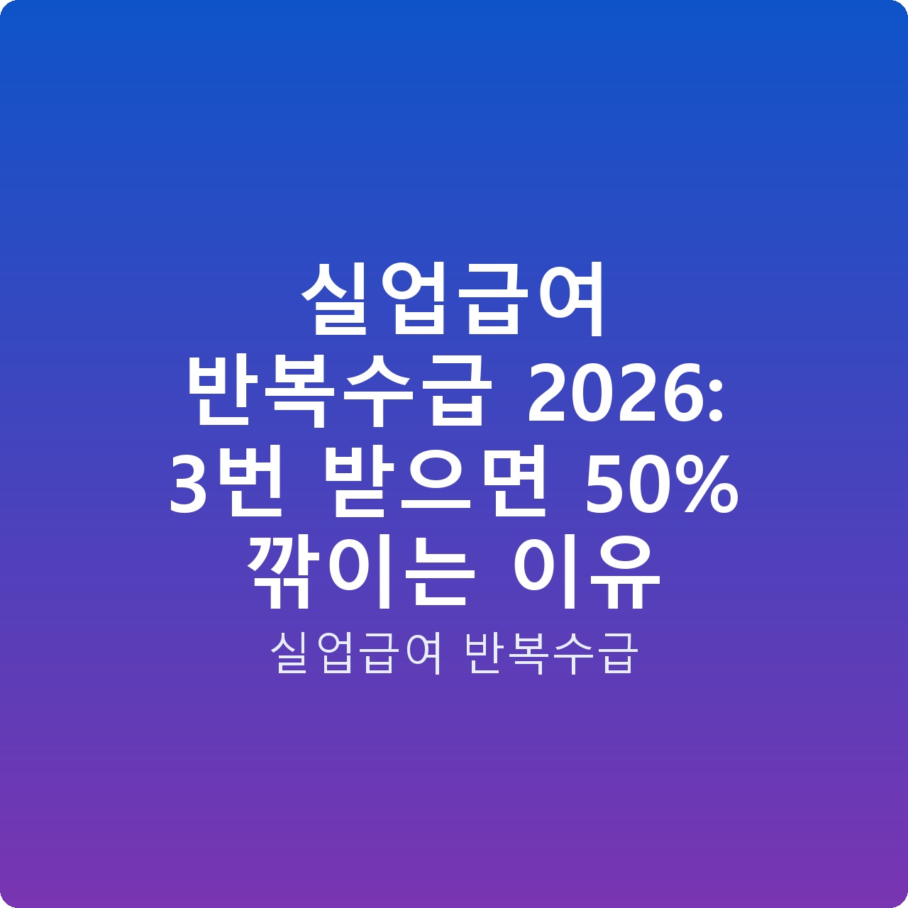 실업급여 반복수급 2026: 3번 받으면 50% 깎이는 이유