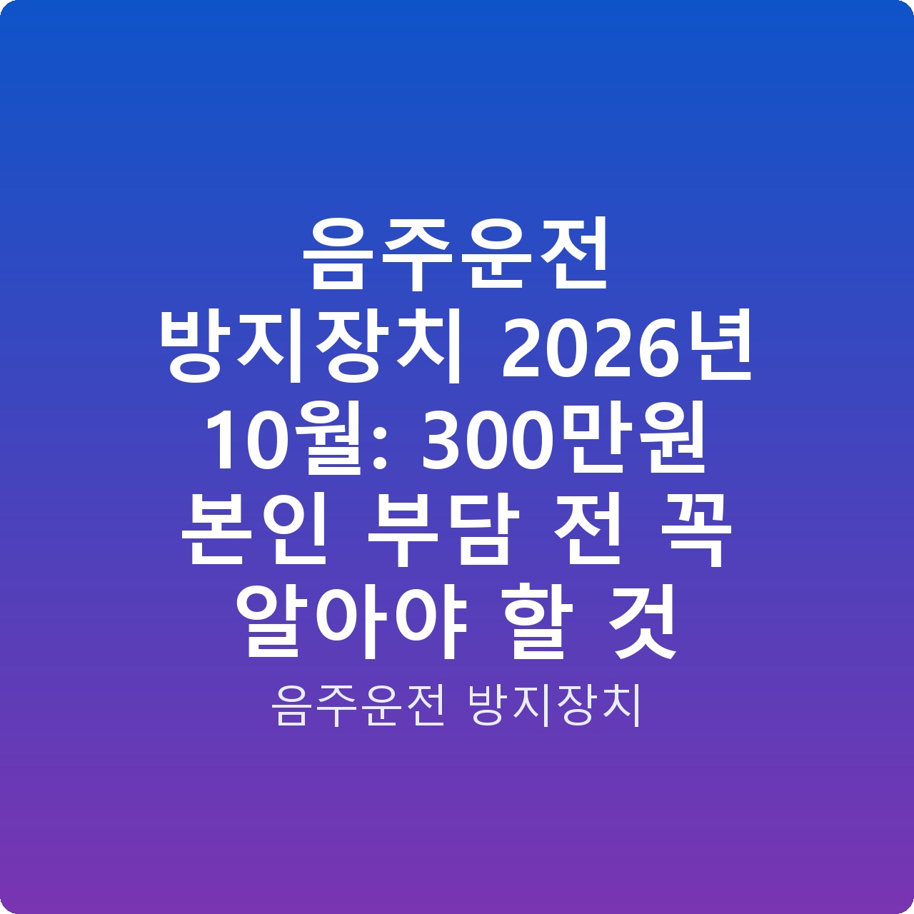 음주운전 방지장치 2026년 10월: 300만원 본인 부담 전 꼭 알아야 할 것