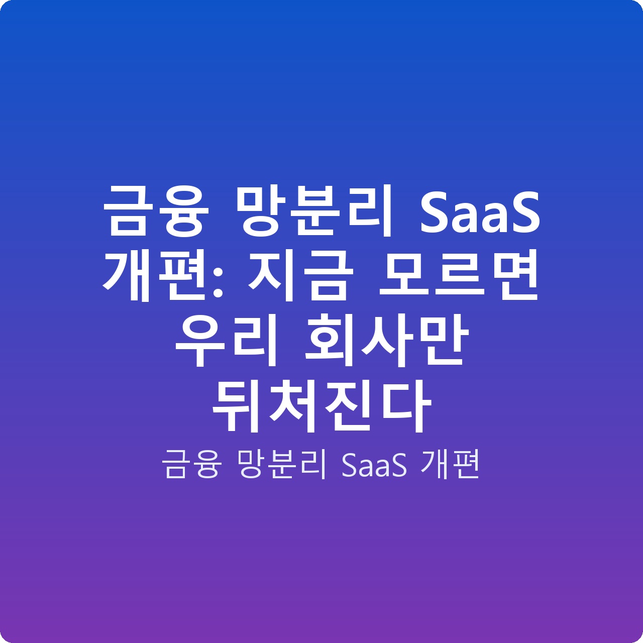 금융 망분리 SaaS 개편: 지금 모르면 우리 회사만 뒤처진다
