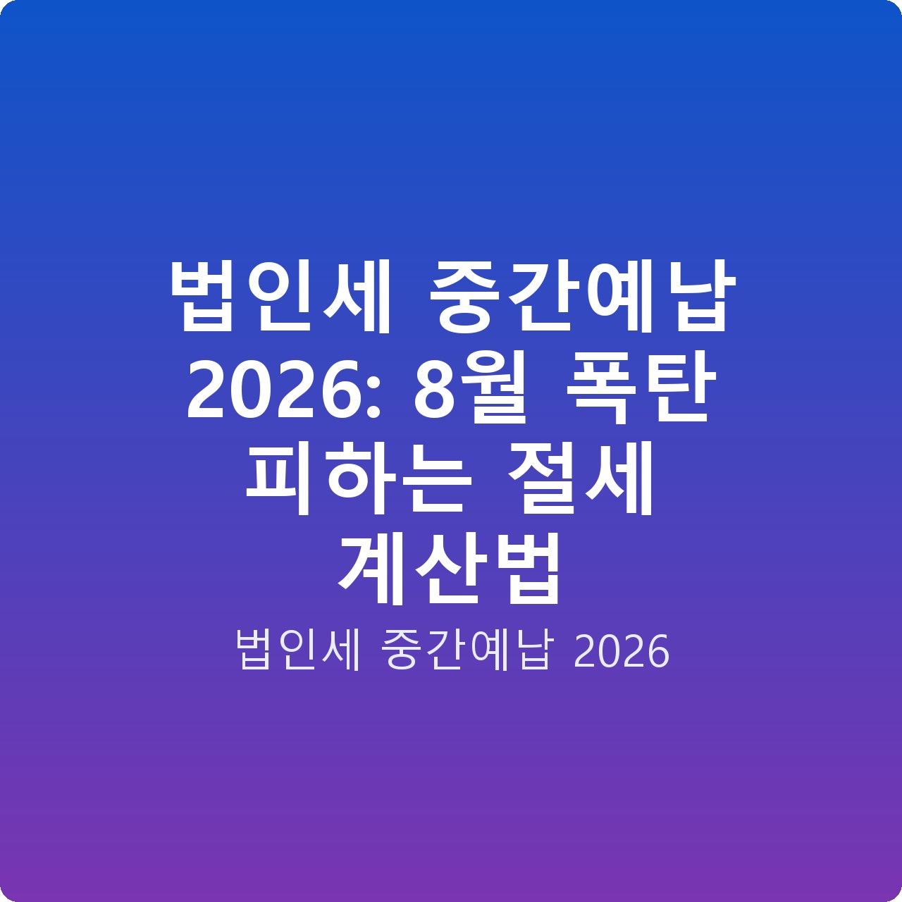 법인세 중간예납 2026: 8월 폭탄 피하는 절세 계산법