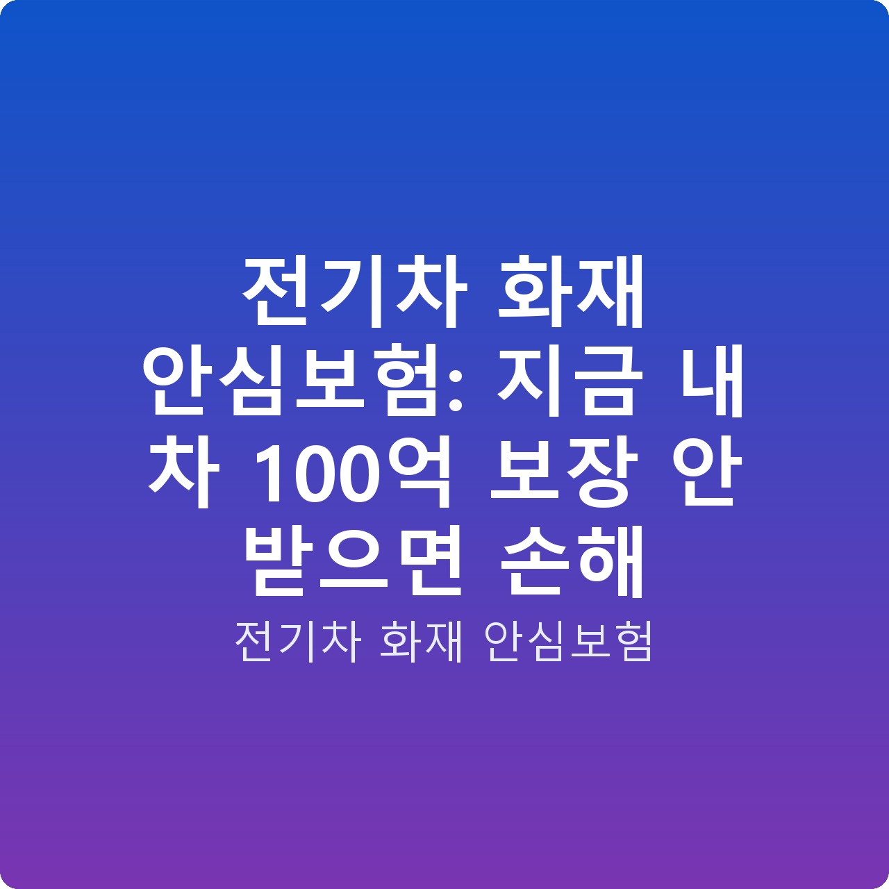 전기차 화재 안심보험: 지금 내 차 100억 보장 안 받으면 손해