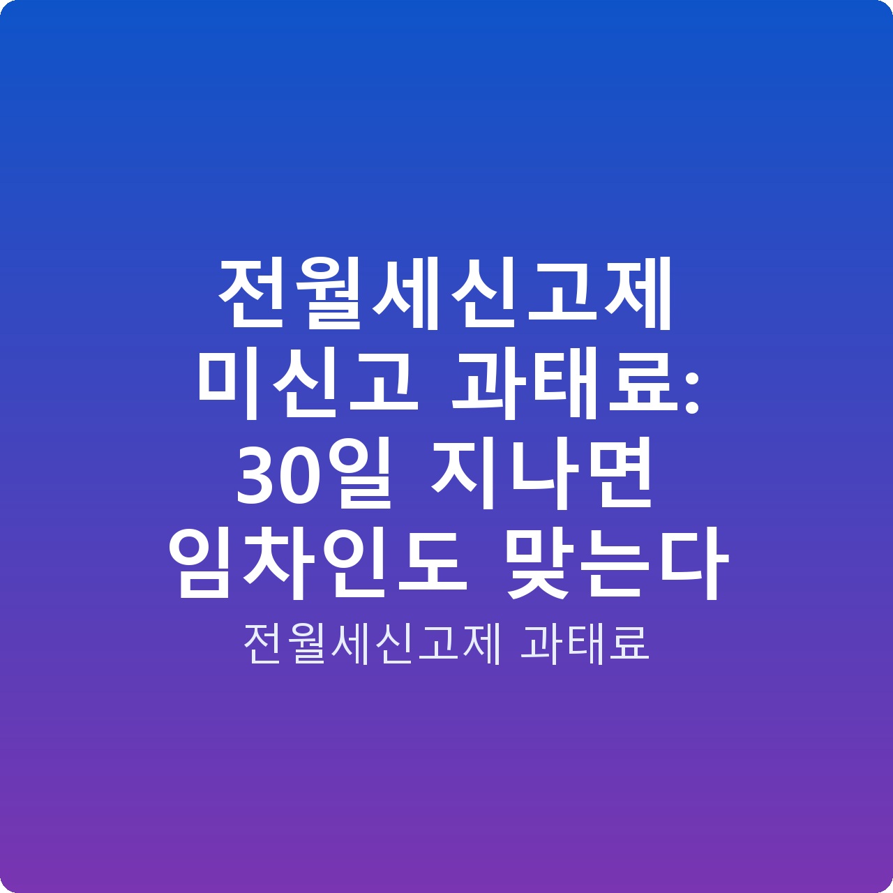 전월세신고제 미신고 과태료: 30일 지나면 임차인도 맞는다