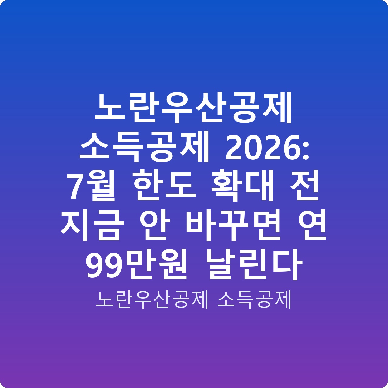 노란우산공제 소득공제 2026: 7월 한도 확대 전 지금 안 바꾸면 연 99만원 날린다