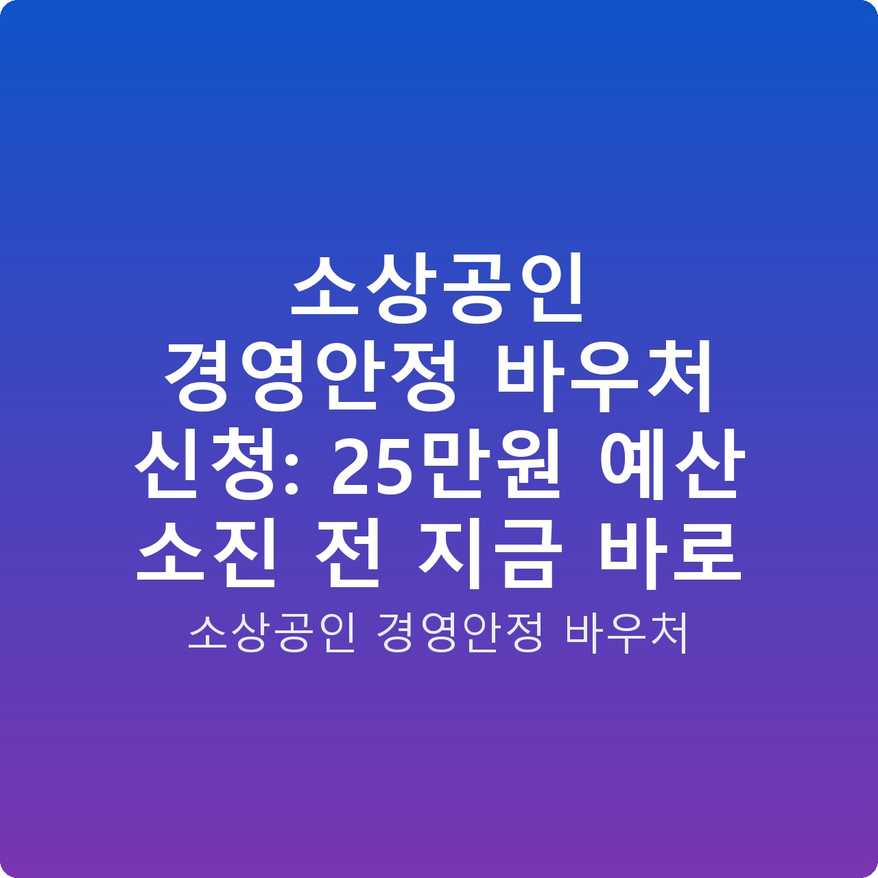 소상공인 경영안정 바우처 신청: 25만원 예산 소진 전 지금 바로
