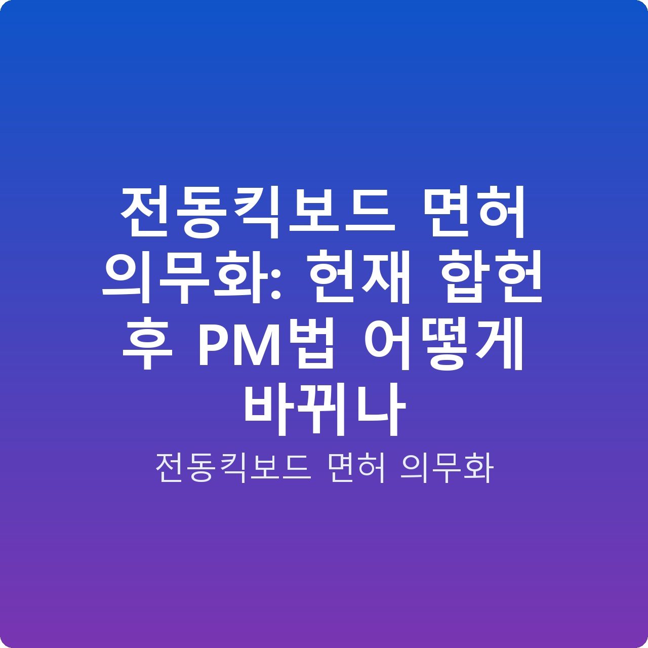전동킥보드 면허 의무화: 헌재 합헌 후 PM법 어떻게 바뀌나